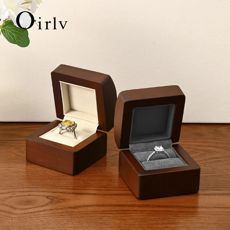 Boîte Bague Bois Mariage Fiançailles Organisatrice