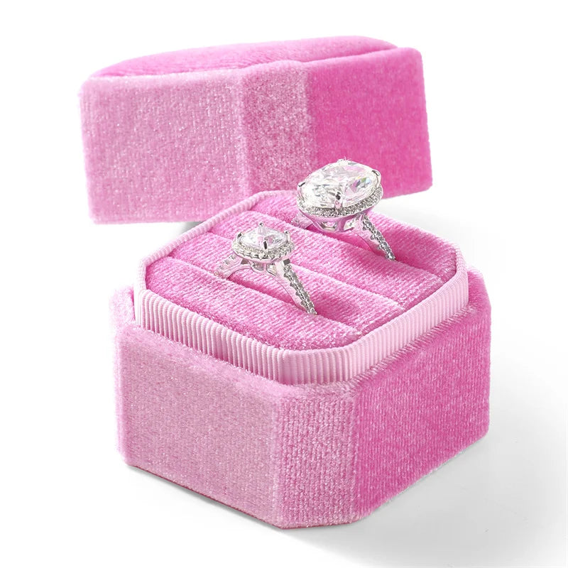 Boite Bagues Velours Mariage 3 Compartiments