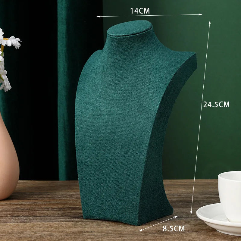 Présentoir Collier Buste Velours Vert Émeraude