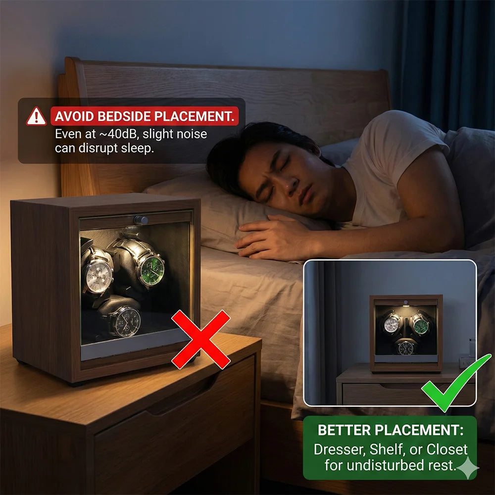 Remontoir Montre Automatique Bois Noyer LED