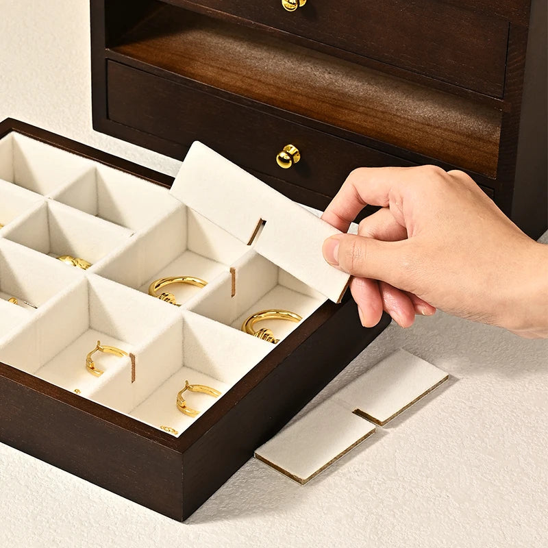 Boîte Bijoux Bois Multicouche Multifonction