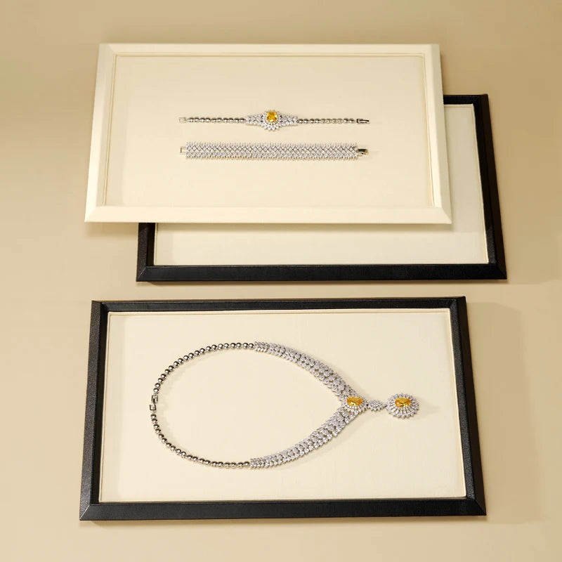 Plateau Cuir Collier Montre Bague Bracelet Rangement