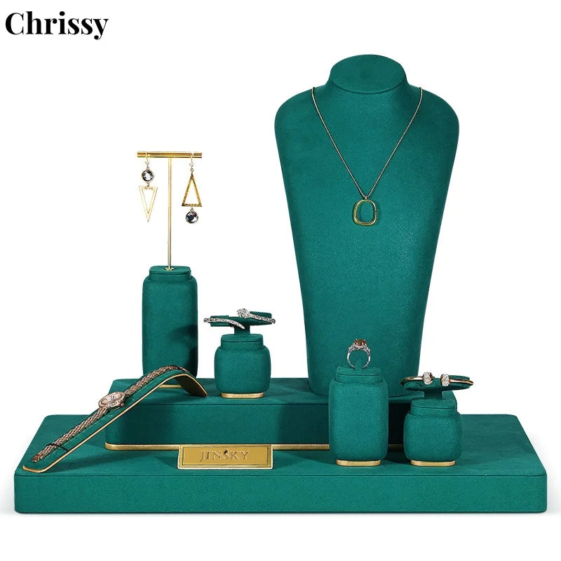 Présentoir Bijoux Résine Vert Buste Collier