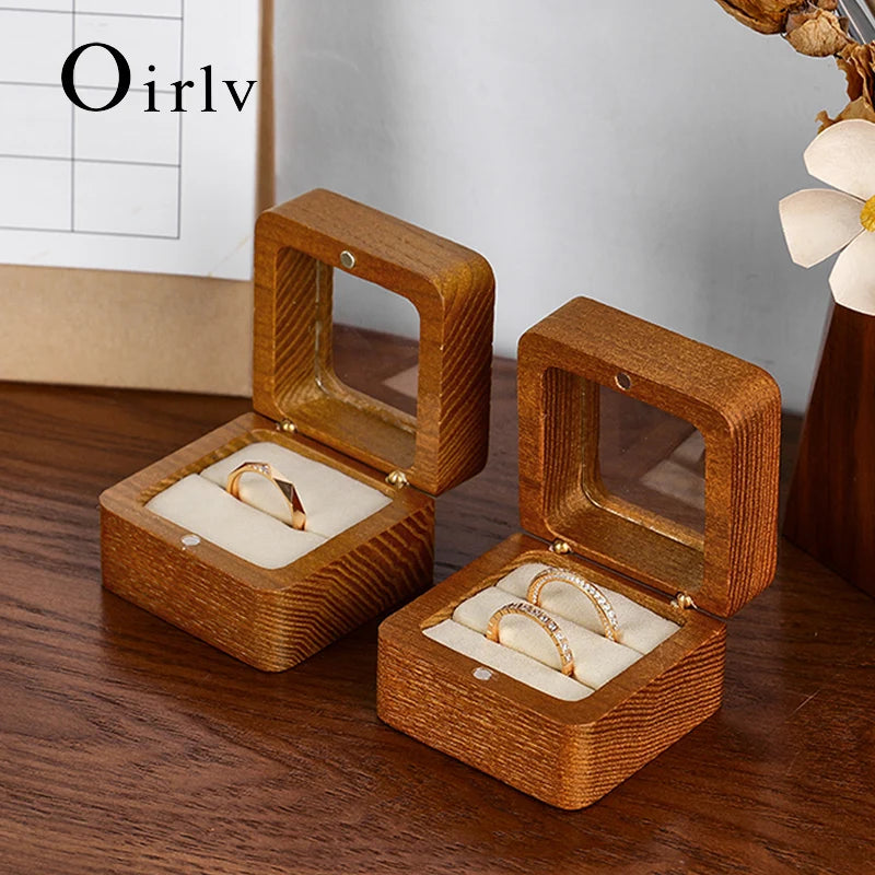 Boîte Bague Bois Fiançailles Cadeau Premium
