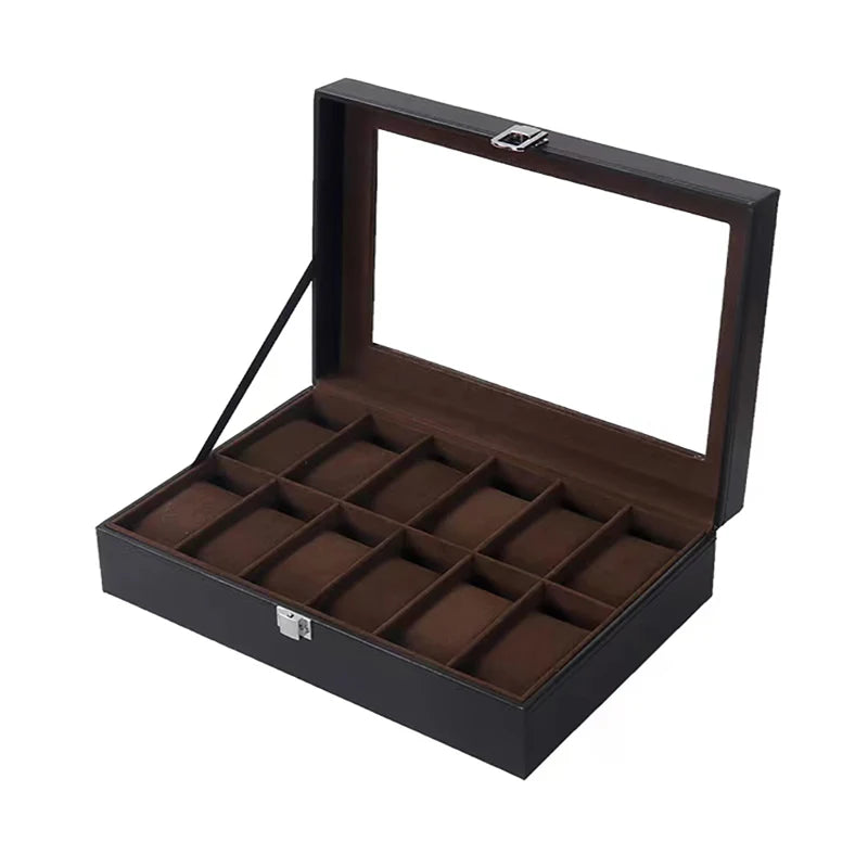 Boite Montre Cuir Verre Multi Emplacements