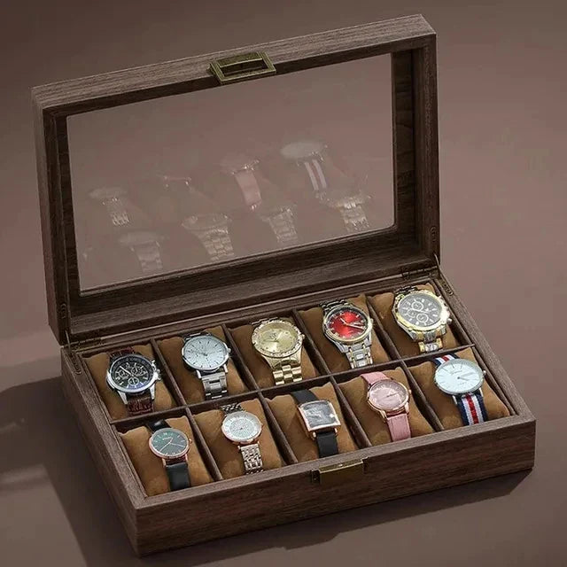 Boîte Montre Cuir Vitrine Verre 3 6 10 Places