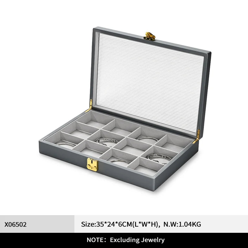 Boîte Bijoux Cuir Premium Couvercle Transparent