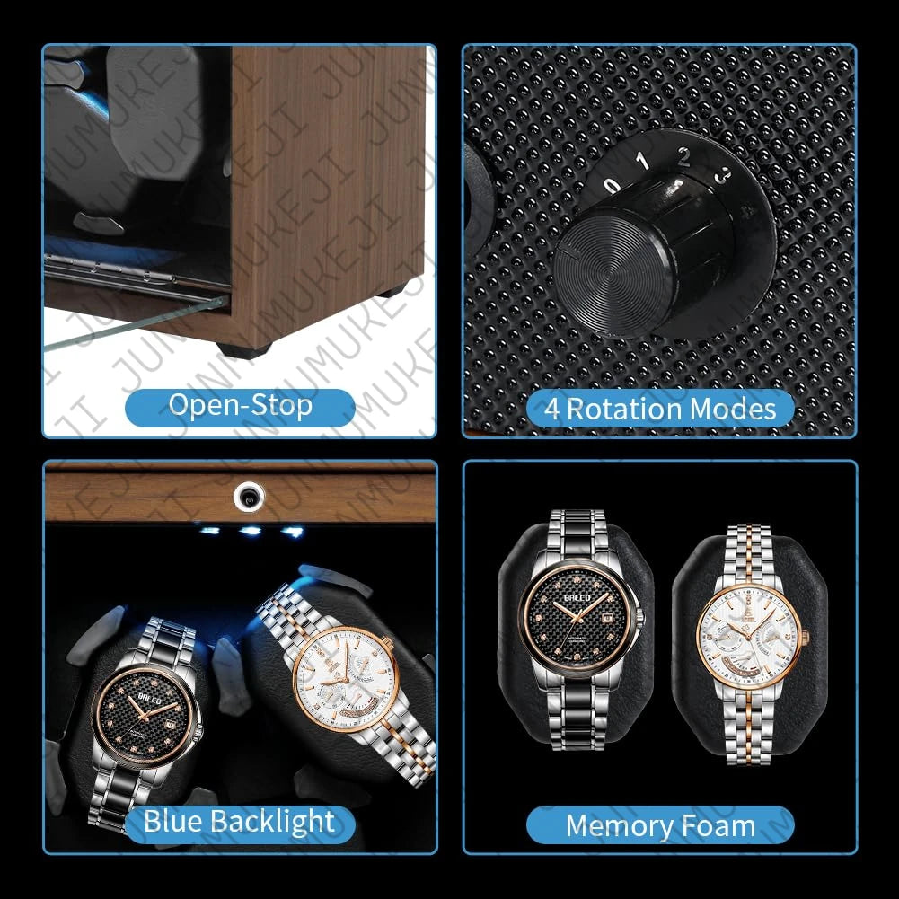Coffre Fort Montre Bois Noyer LED Welcome
