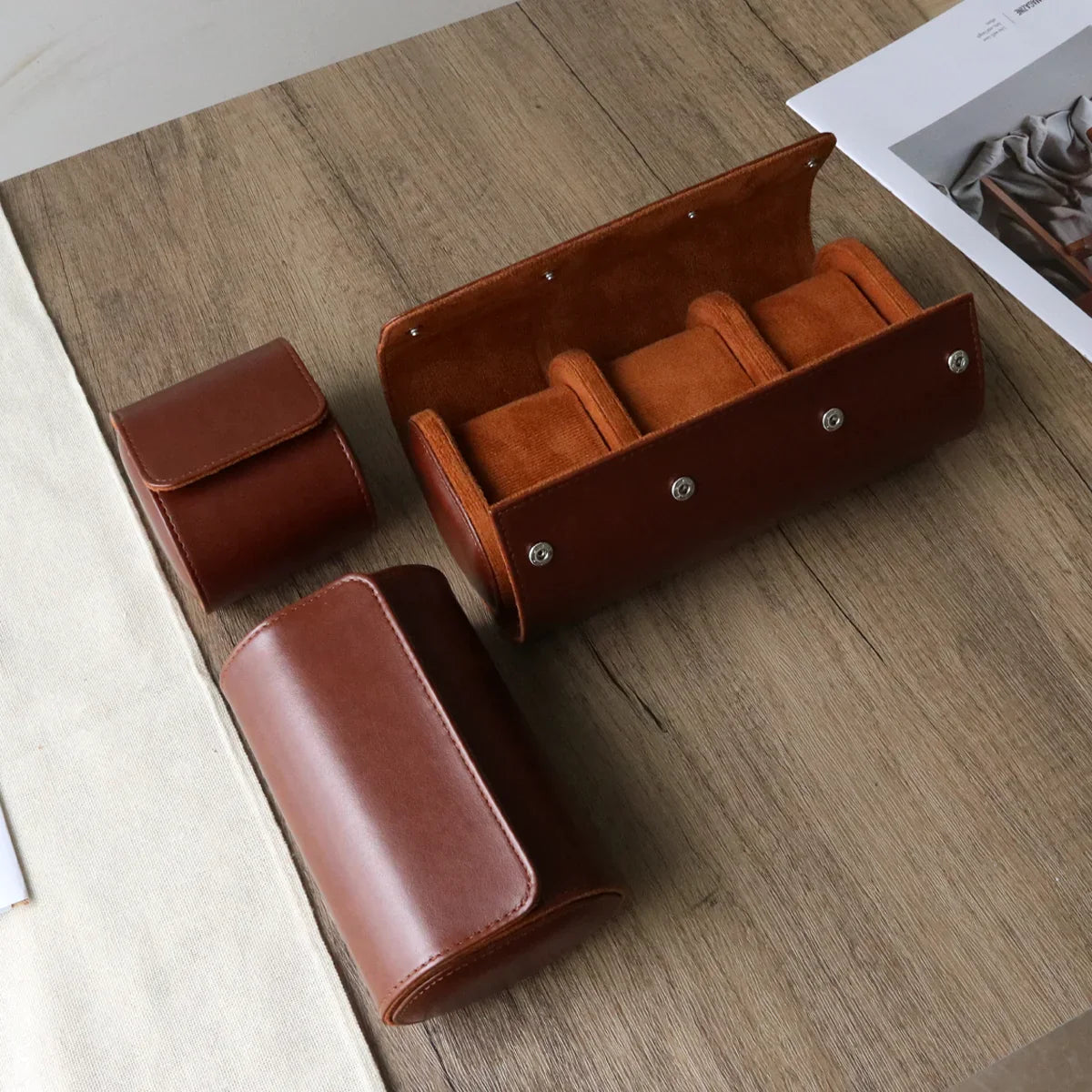 Coffret Montre Simili Cuir 3 Places Voyage