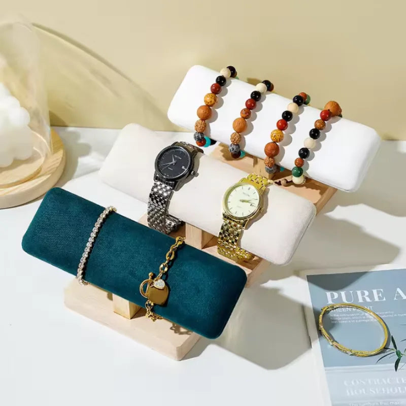 Présentoir Bracelet Montre Bois Velours Cuir