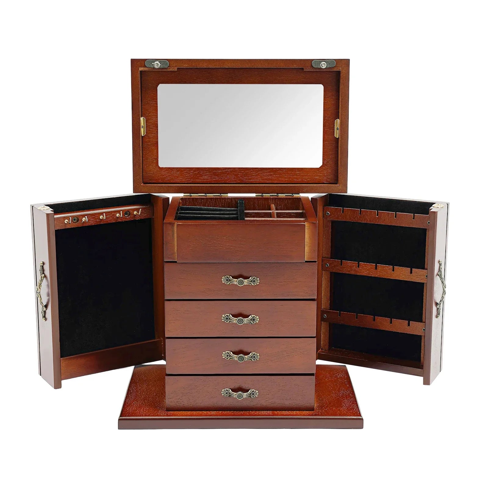 Boite Bijoux Bois Velours Art Deco 5 Niveaux