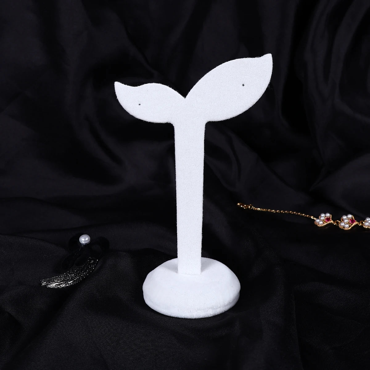 Présentoir Boucle d'Oreille Velours Métal Titane