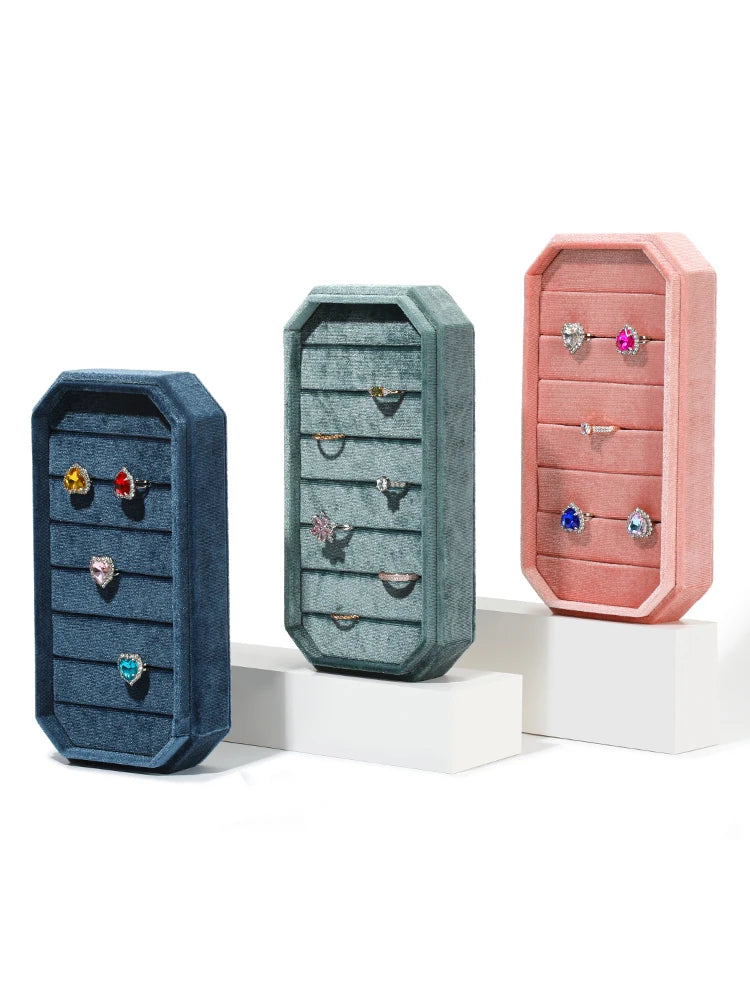 Boîte à Bague Velours Couvercle Rangement