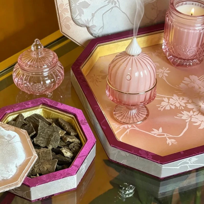 Plateau Bijoux Velours Soie Antique