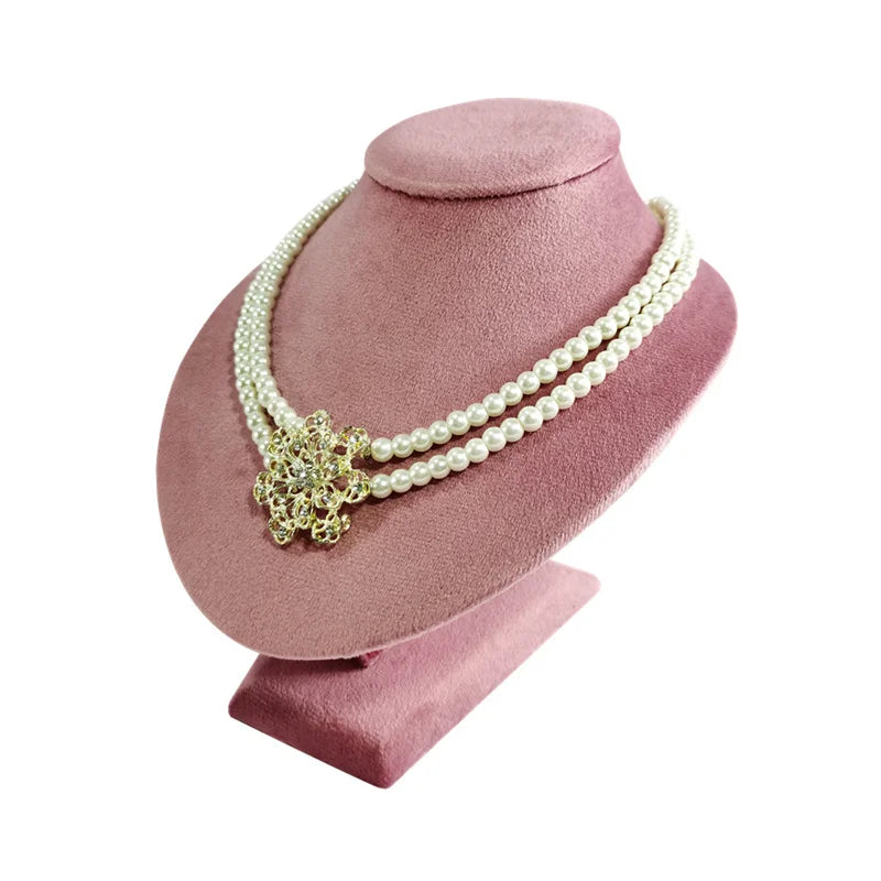 Présentoir Collier Velours Ras de Cou Rose