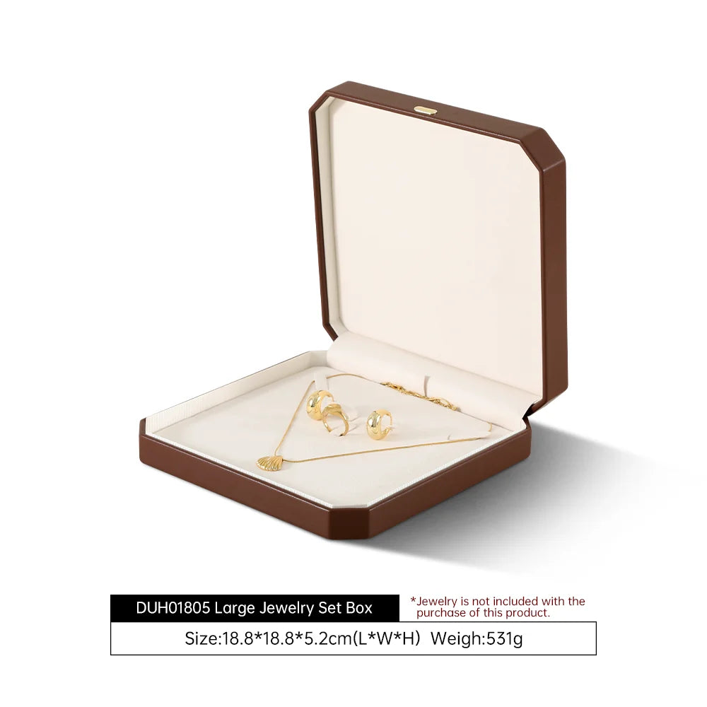 Boîte Cuir Bijoux Bague Boucle Oreille Coffret Cadeau