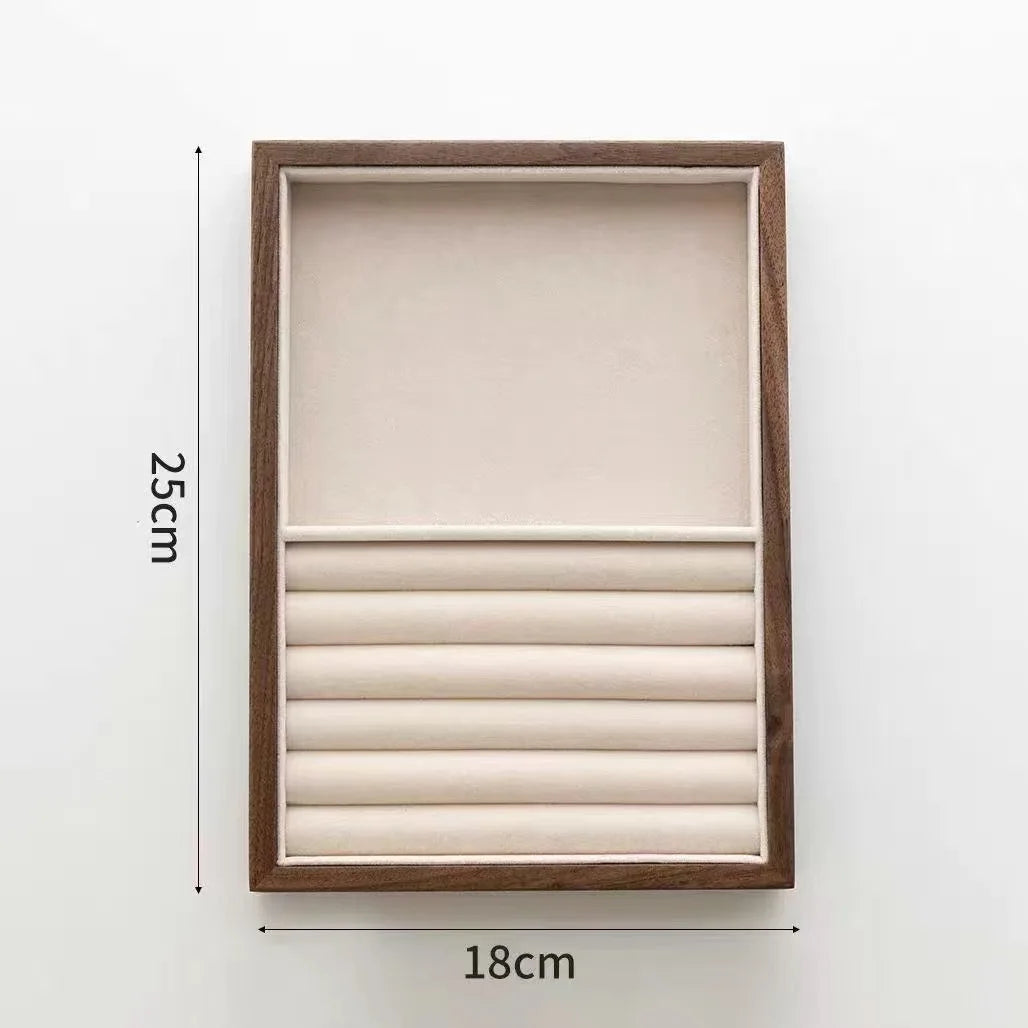 Plateau Bijoux Cuir Marron Velours Rangement