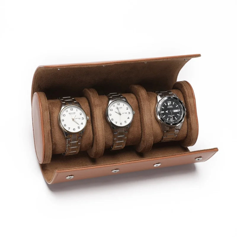 Étui Montre Cuir 3 Places Voyage Élégant