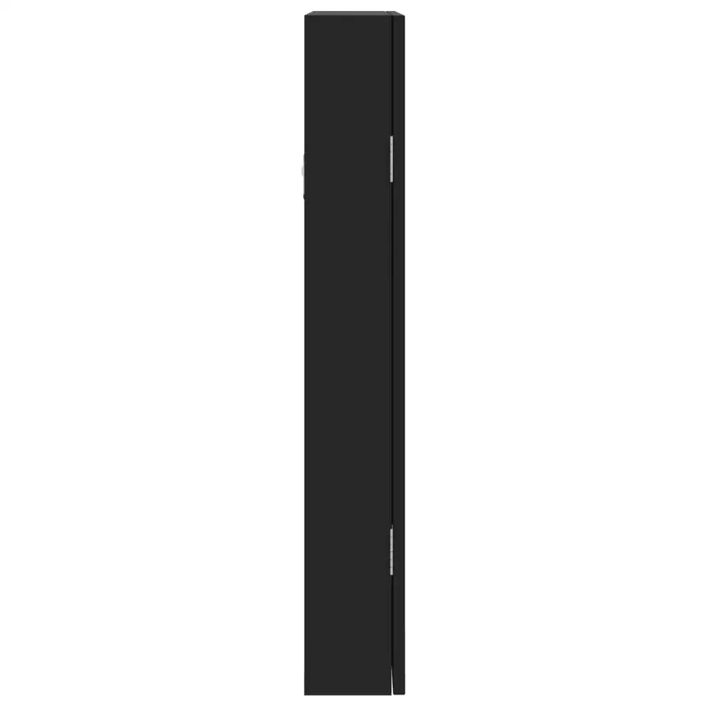 Boîte Bijoux Bois Murale Noire LED Miroir Élégance