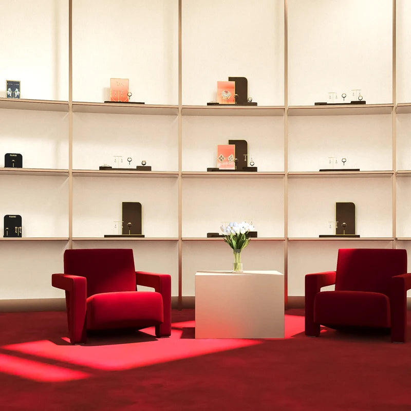 Présentoir Bijoux Velours Marron Vitrine Boutique