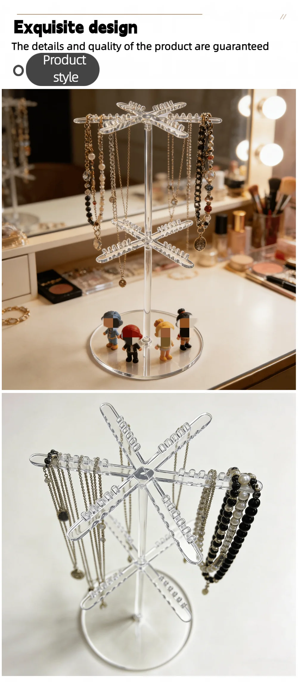 Présentoir Collier Vitrine Plastique Transparent