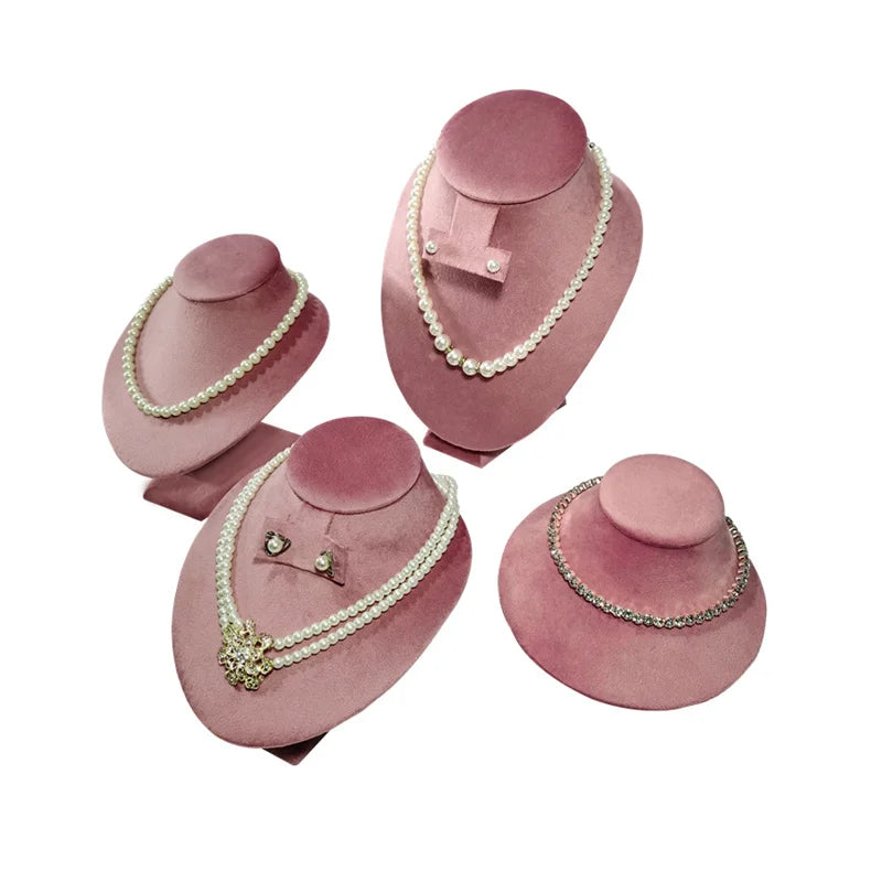 Présentoir Collier Velours Ras de Cou Rose