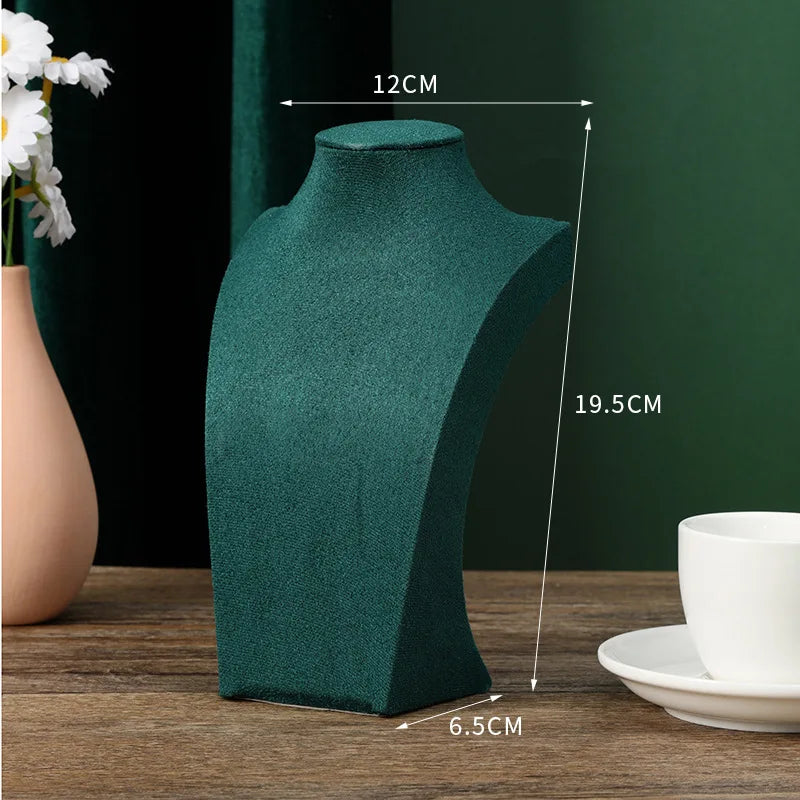 Présentoir Collier Buste Velours Vert Émeraude