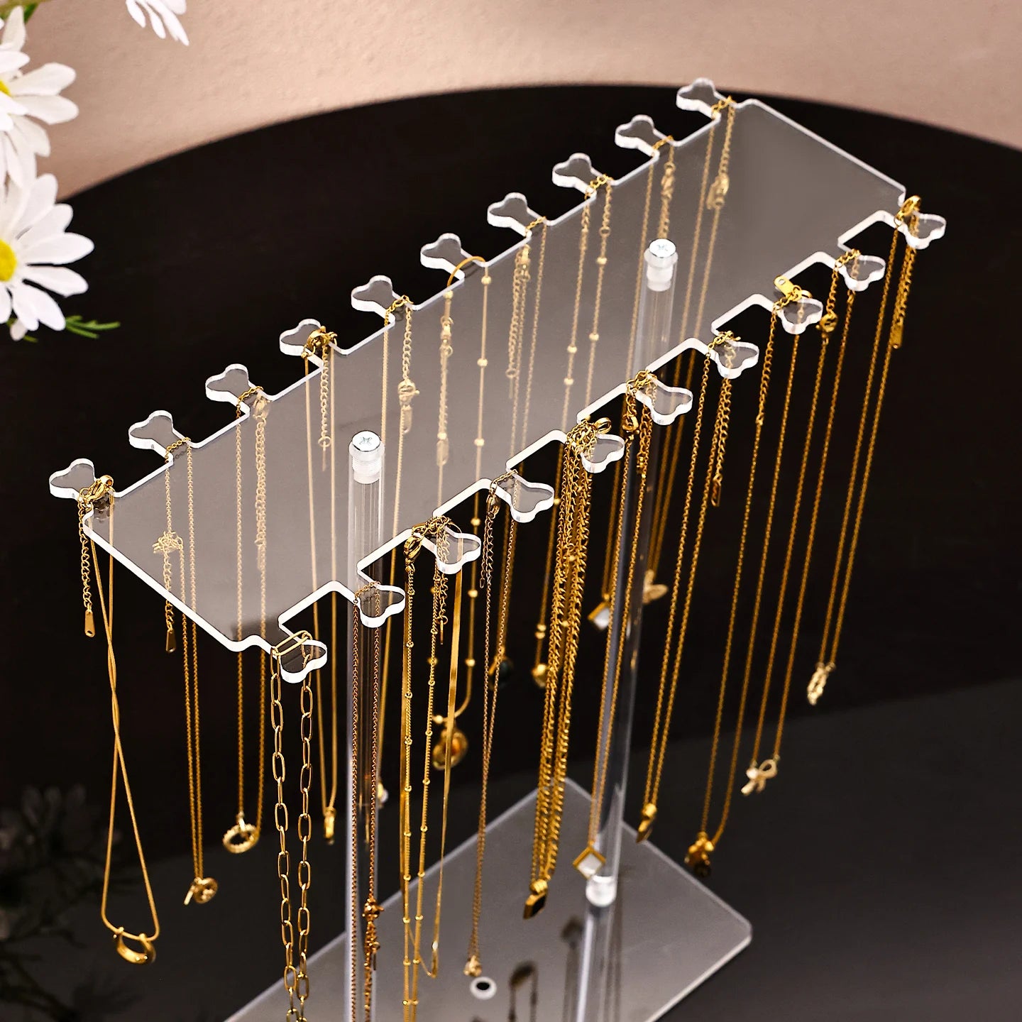 Présentoir Collier Acrylique Transparent Vitrine