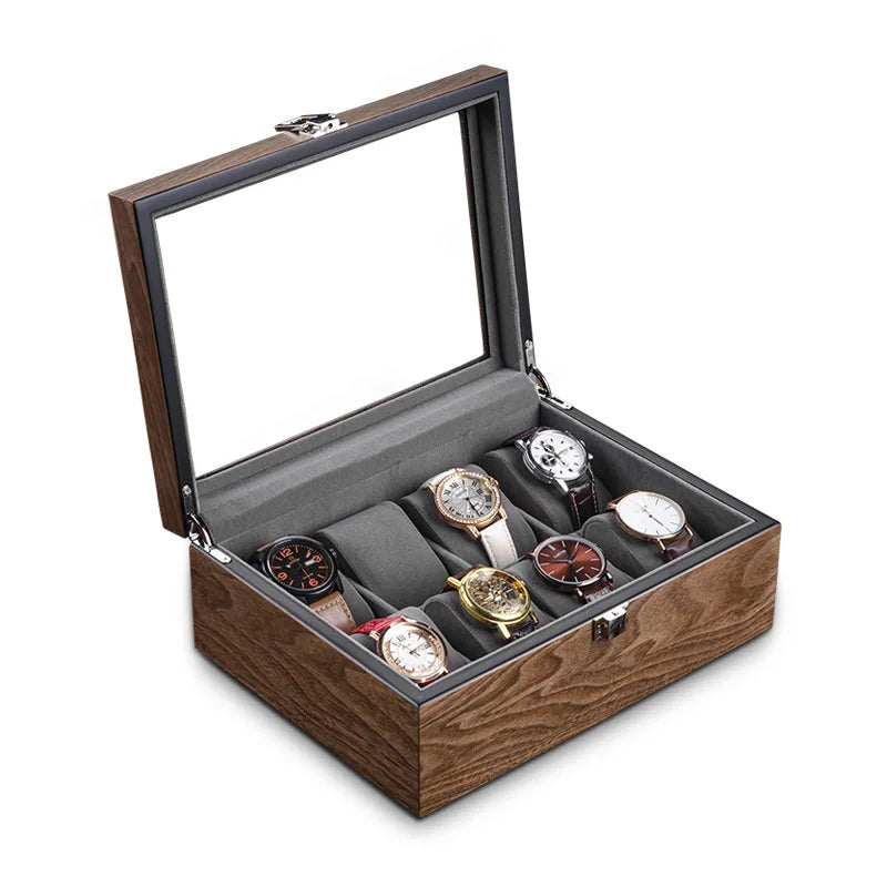 Boîte Montres Bois 10 Places Verre
