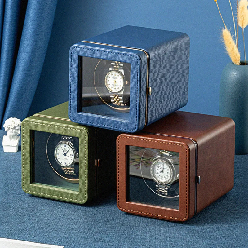 Remontoir Montre Cuir Rotatif Automatique Vertical