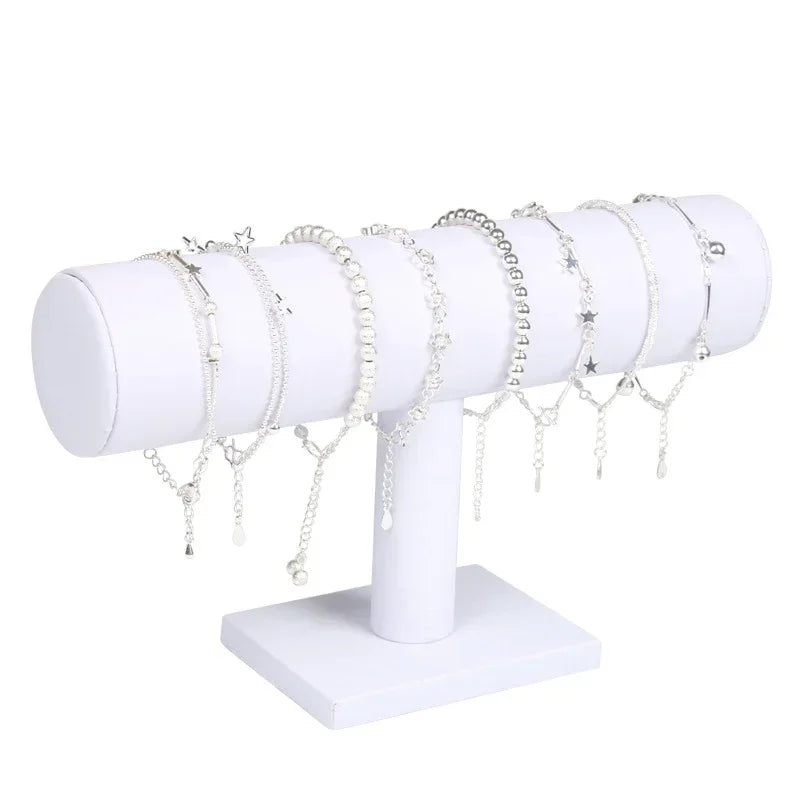 Présentoir Montre Métal Chaîne Blanc Forme T