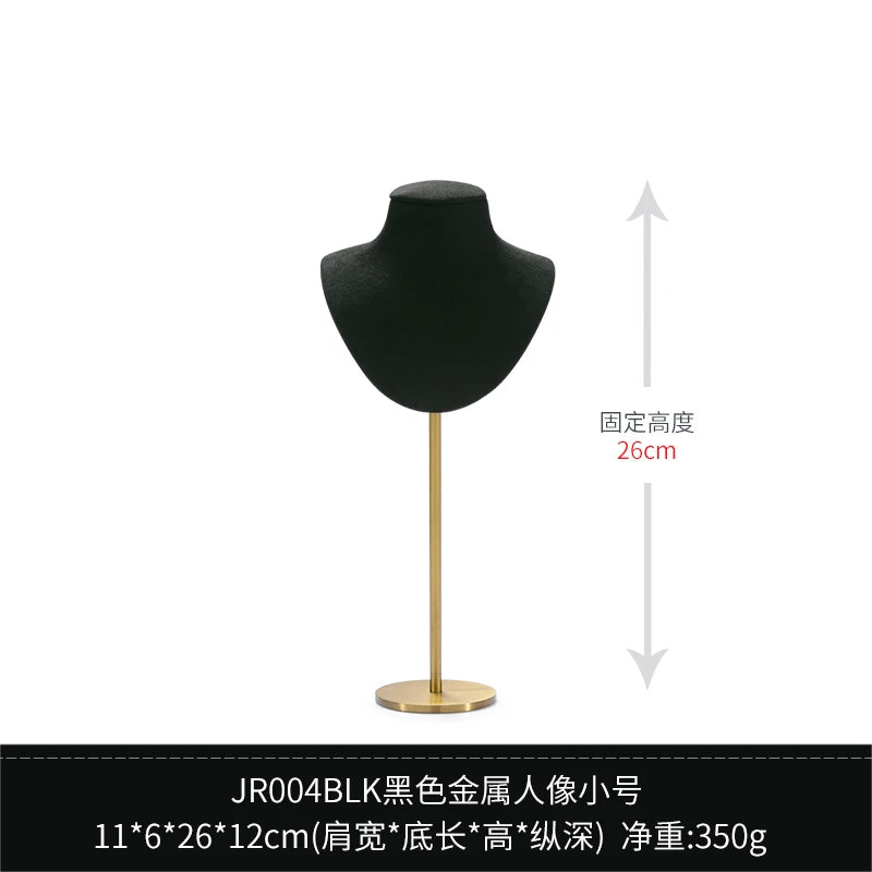 Présentoir Collier Velours Métal Doré Tige