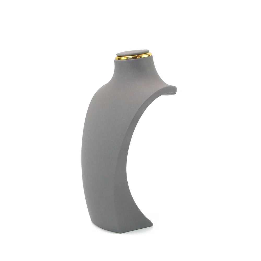 Présentoir Collier Buste Simili Cuir Doré