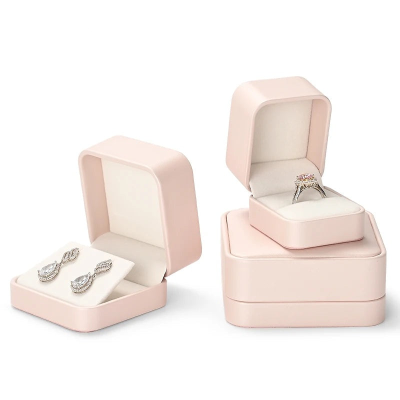 Écrin à Bijoux Simili Cuir Rose Poudré, 6 Formats