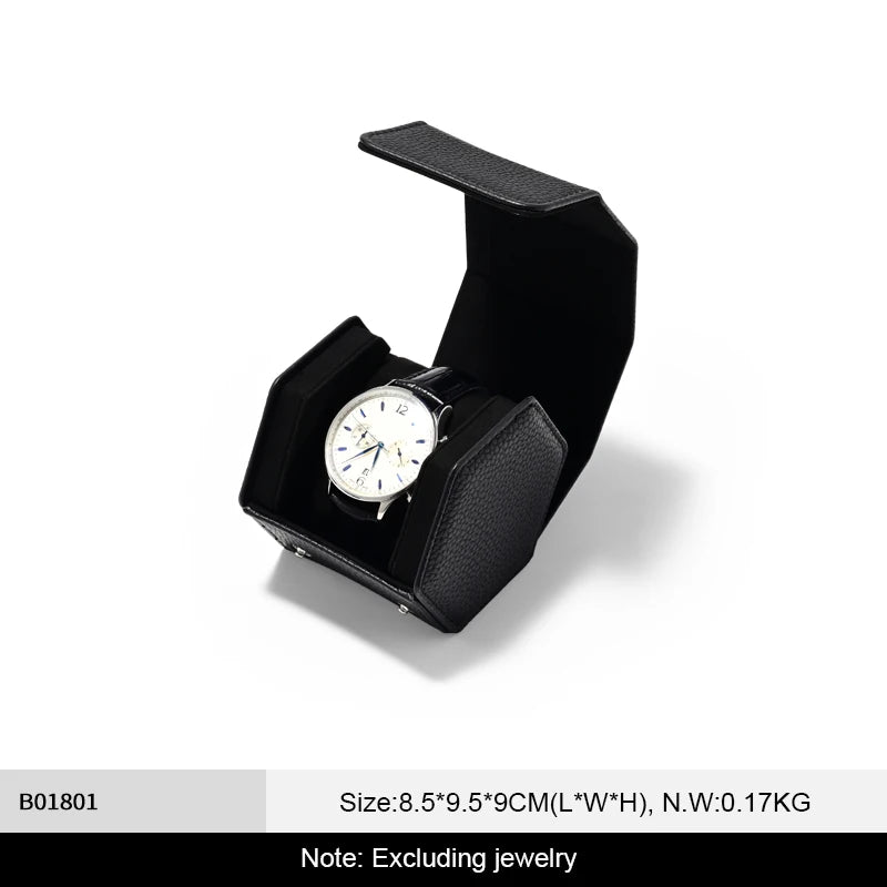 Étui Montre Cuir Hexagonal Voyage Portable