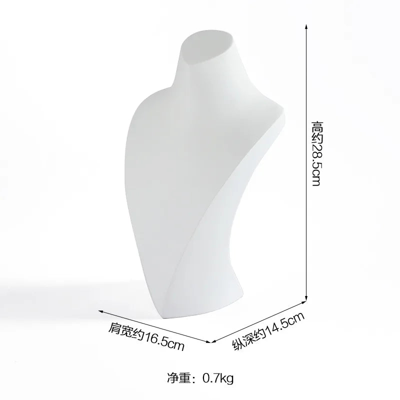 Buste Collier Résine Blanche Cuir Mannequin