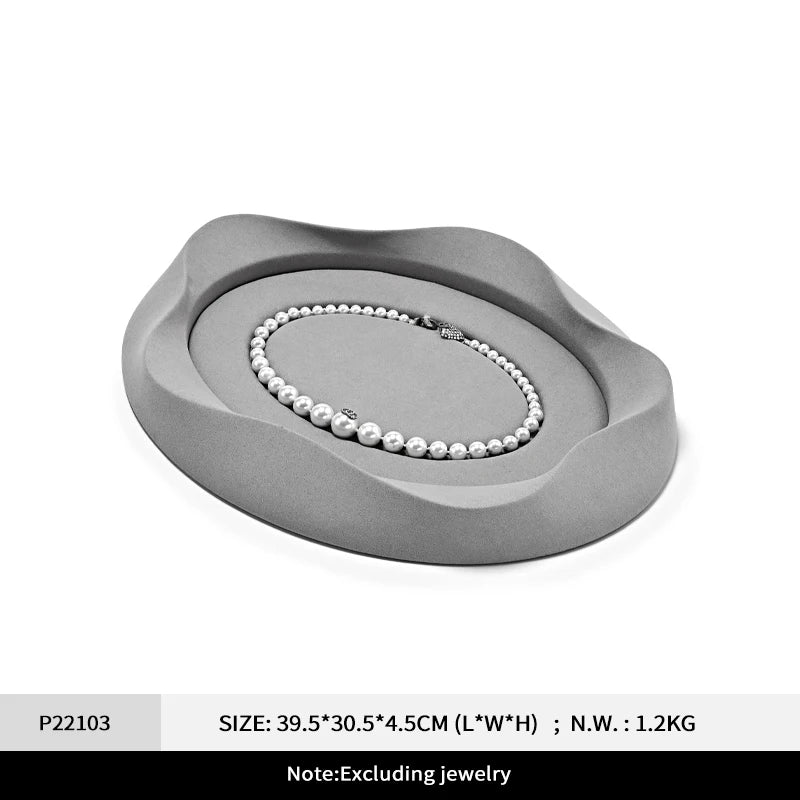 Plateau Velours Microfibre Multi-Bijoux 39cm Gris