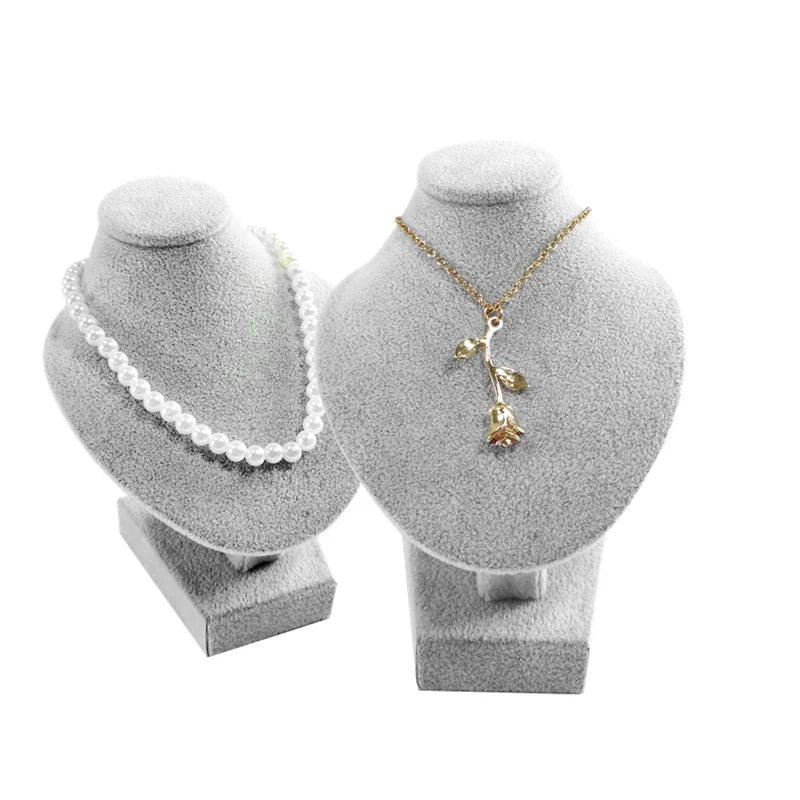Présentoir Collier Buste Velours Plat Compact