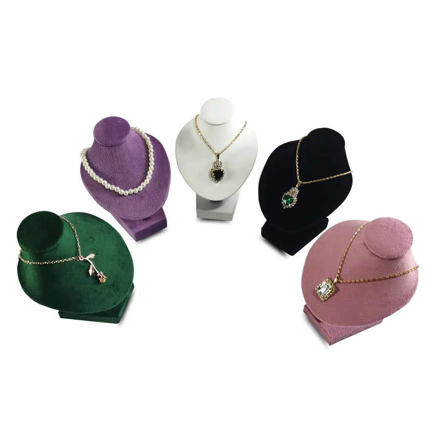 Présentoir Collier Buste Velours Plat Compact