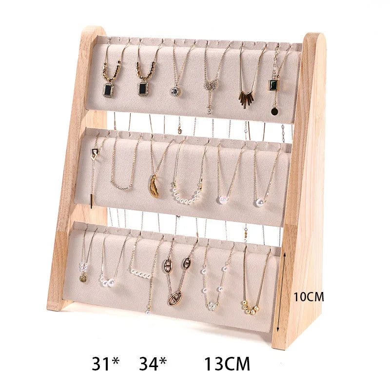 Présentoir Bois 3 Couches Collier Pendentif