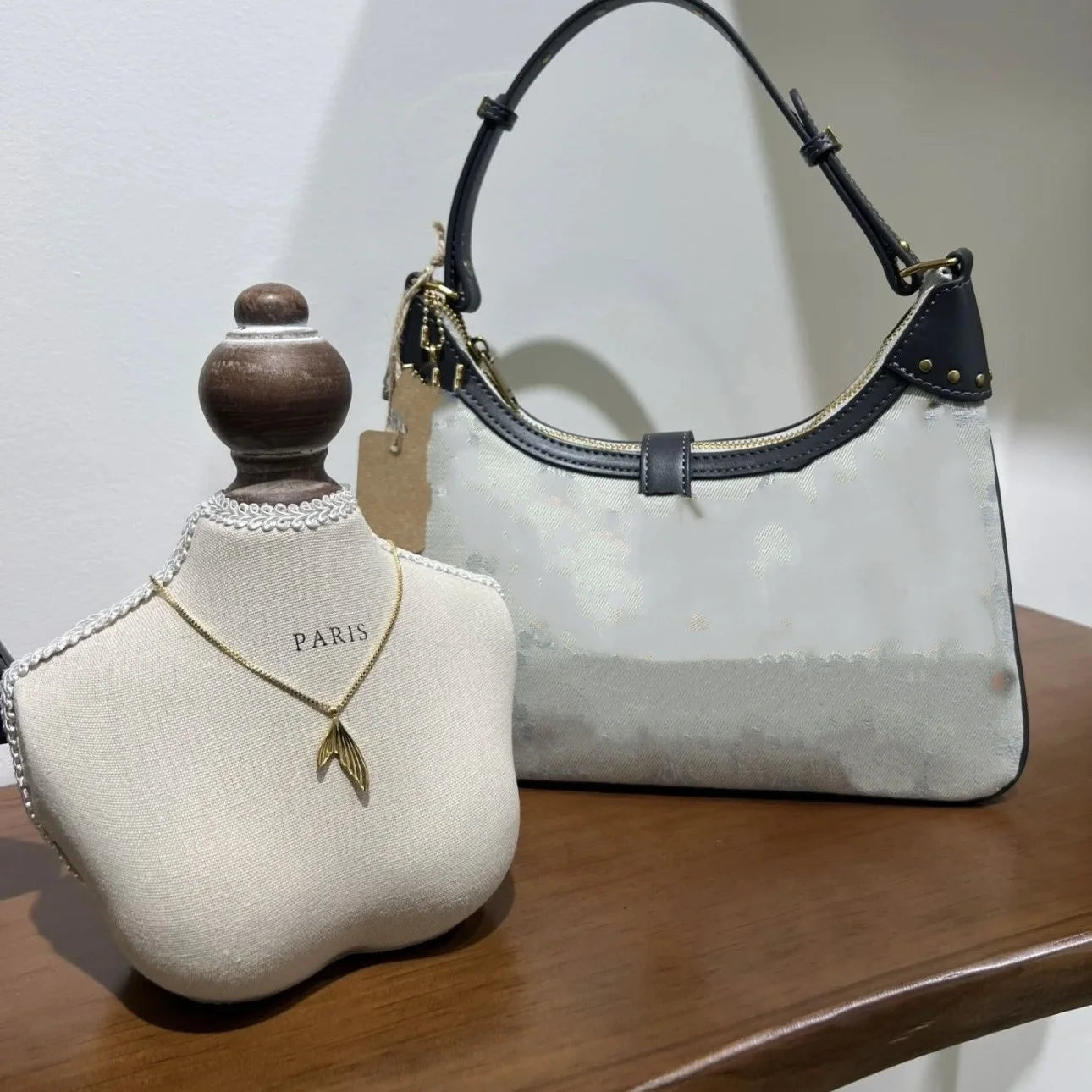 Présentoir Collier Bois Massif Vintage Vitrine