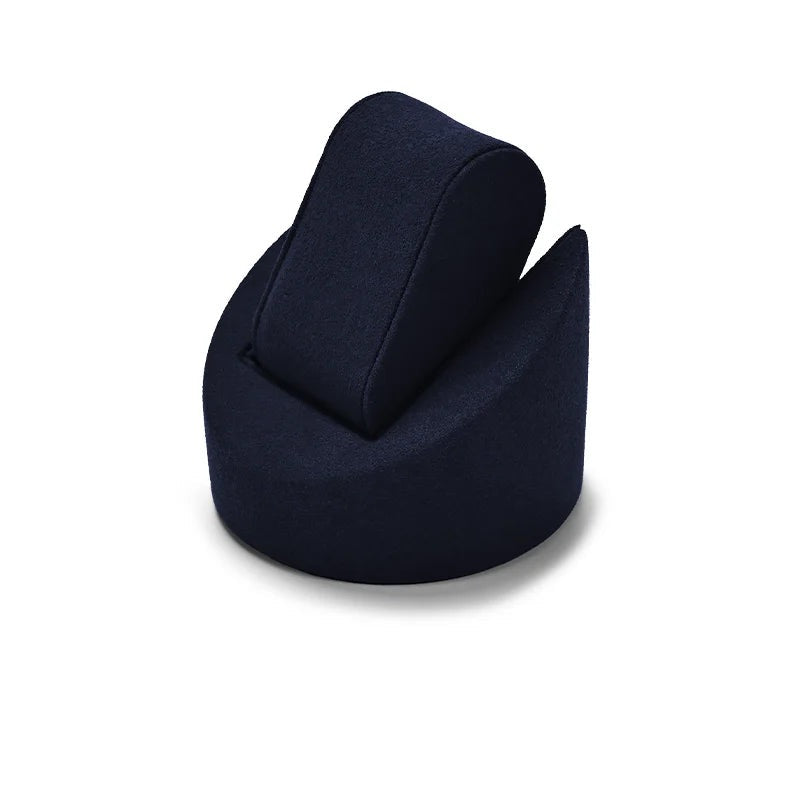 Présentoir montre individuel en tissu – support bleu marine avec ses cotes