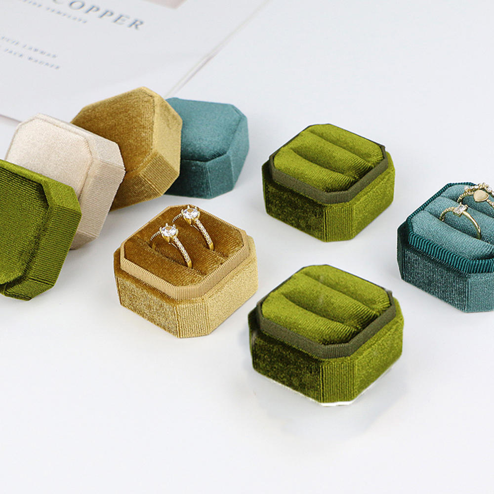 Écrin Bague Velours Compact Voyage Cadeau