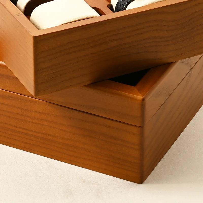 Boite Montre Bois Verre 6 Emplacements Anti Poussière