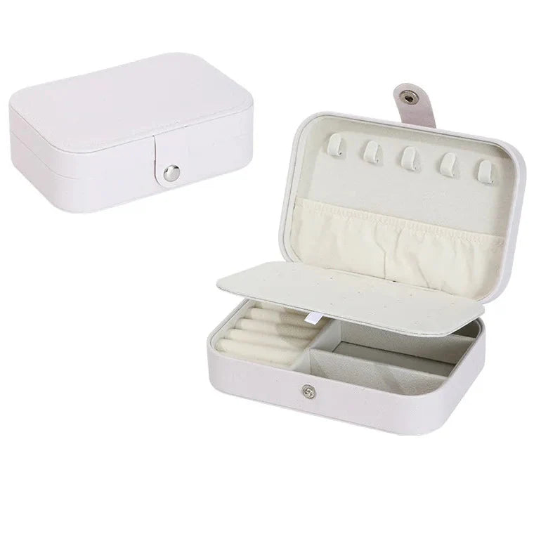 Boîte à Bijoux Cuir PU Miroir Double Étage