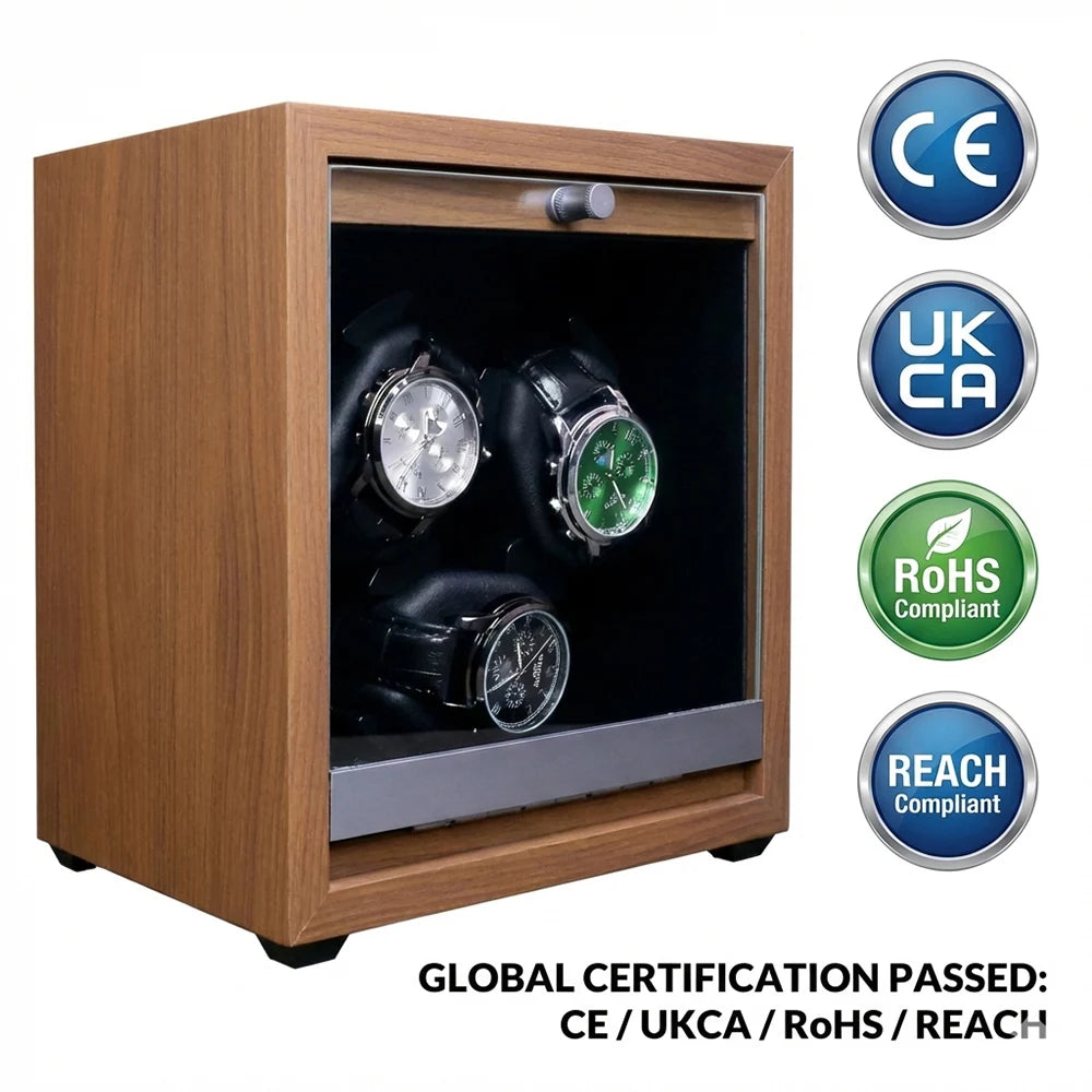 Remontoir Montre Automatique Bois Noyer LED