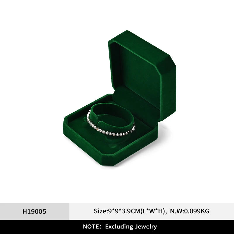 Boîte Bague Velours Vert Pierres Précieuses