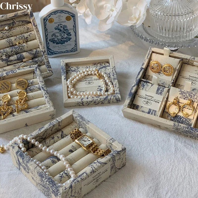 Présentoir Bijoux Bois Velours Rétro Comptoir