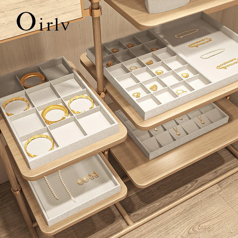 Plateau Bijoux Coton Lin Empilable Vitrine