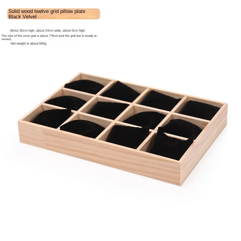 Présentoir Montre Bois Massif 12 Coussins